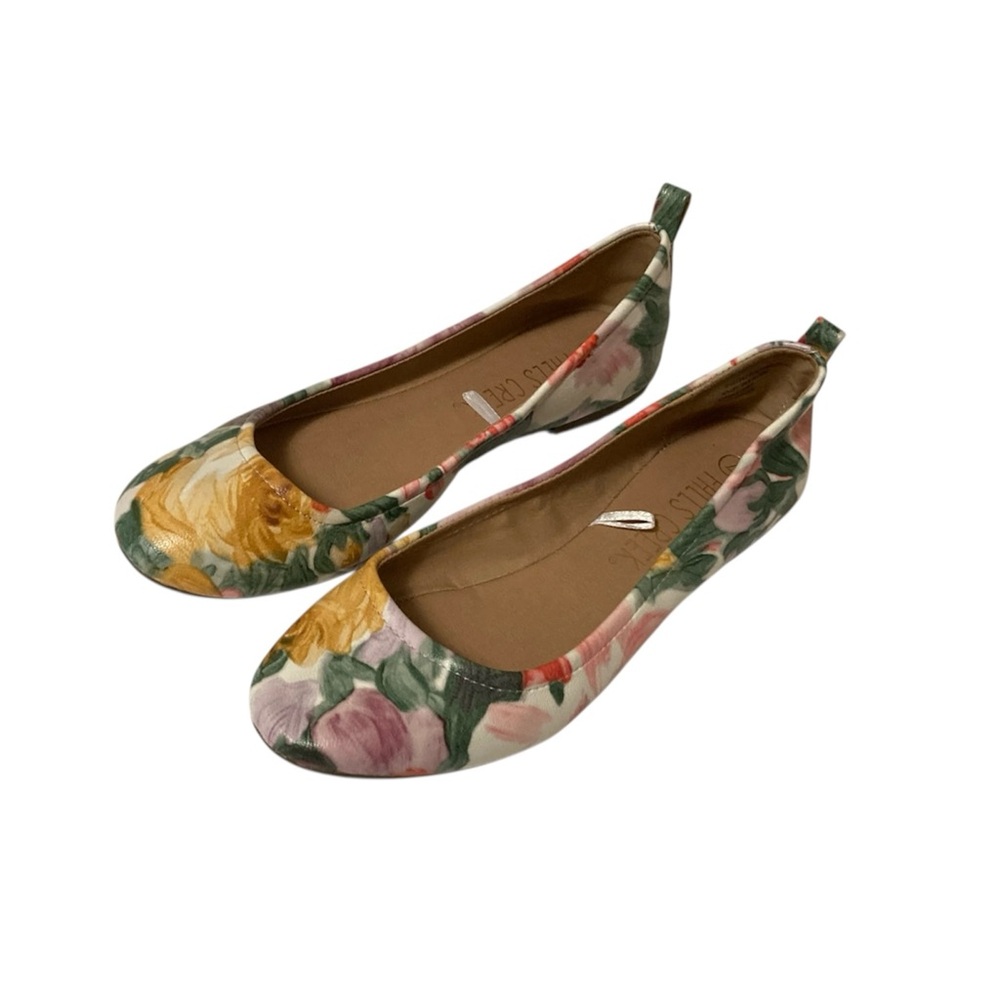 Falls Creek Size 7 Floral Watercolor Ballet Flats - Picture 1 of 12